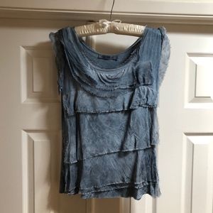 Gorgeous Tempo Paris Indigo Silk Top, M